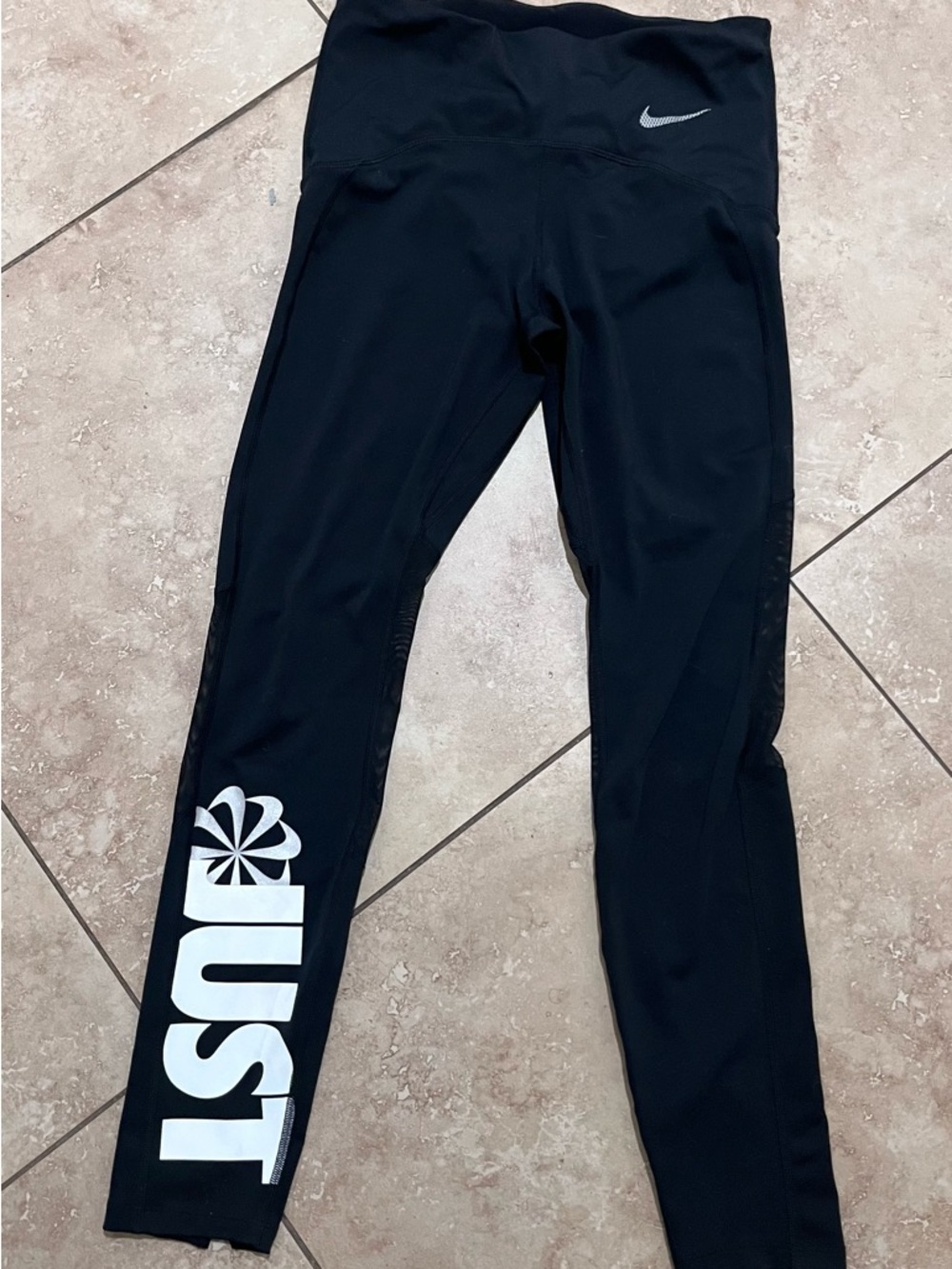 Nike Black Leggings with White 'Just' Graphic